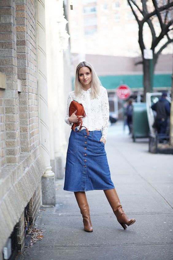 La Falda Midi De Jeans, Una De Las Prendas Más Coquetas Y Versátiles De ...