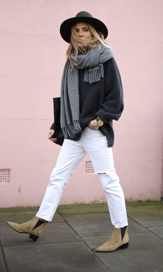 pantalones blancos en invierno