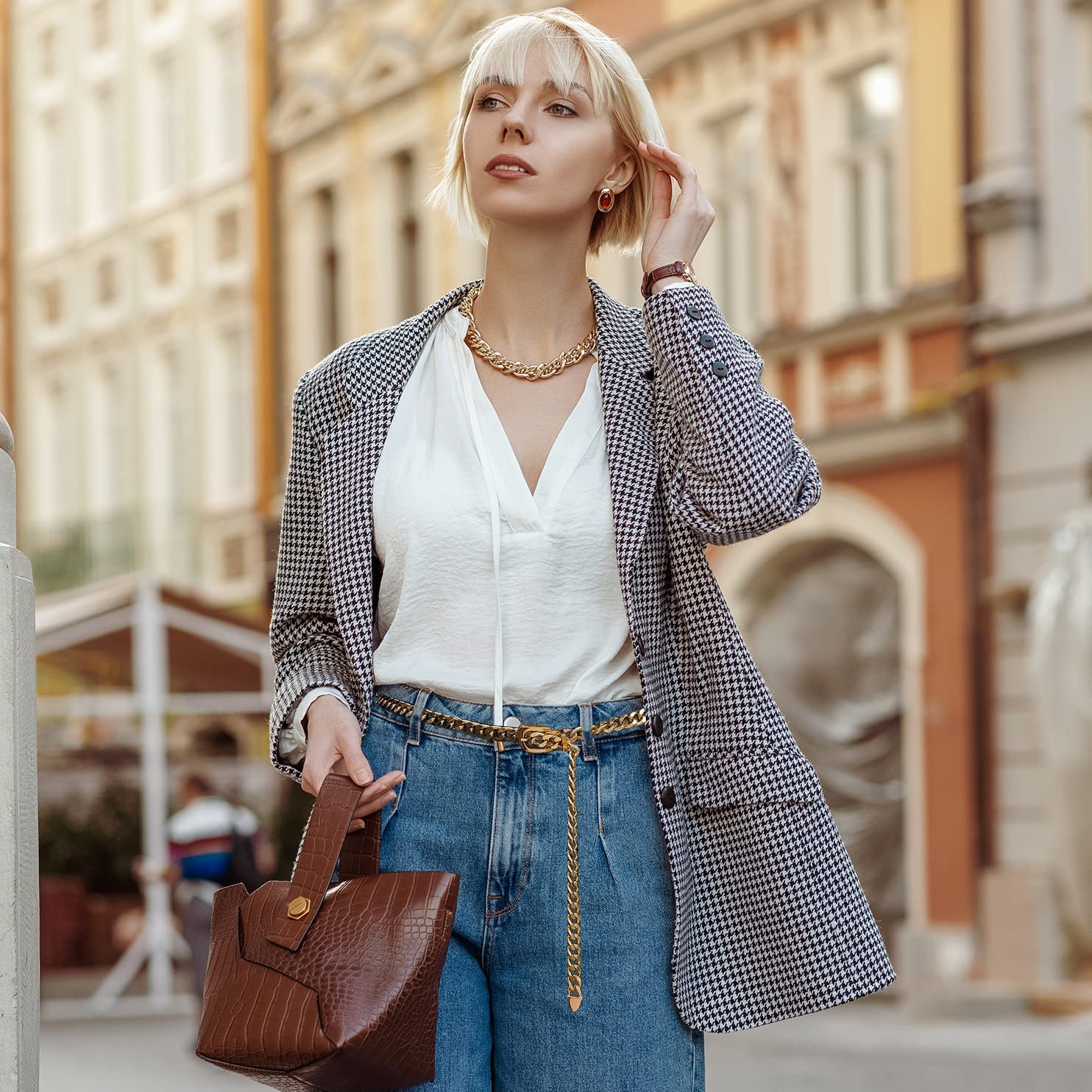 cinturón de cadena pantalon