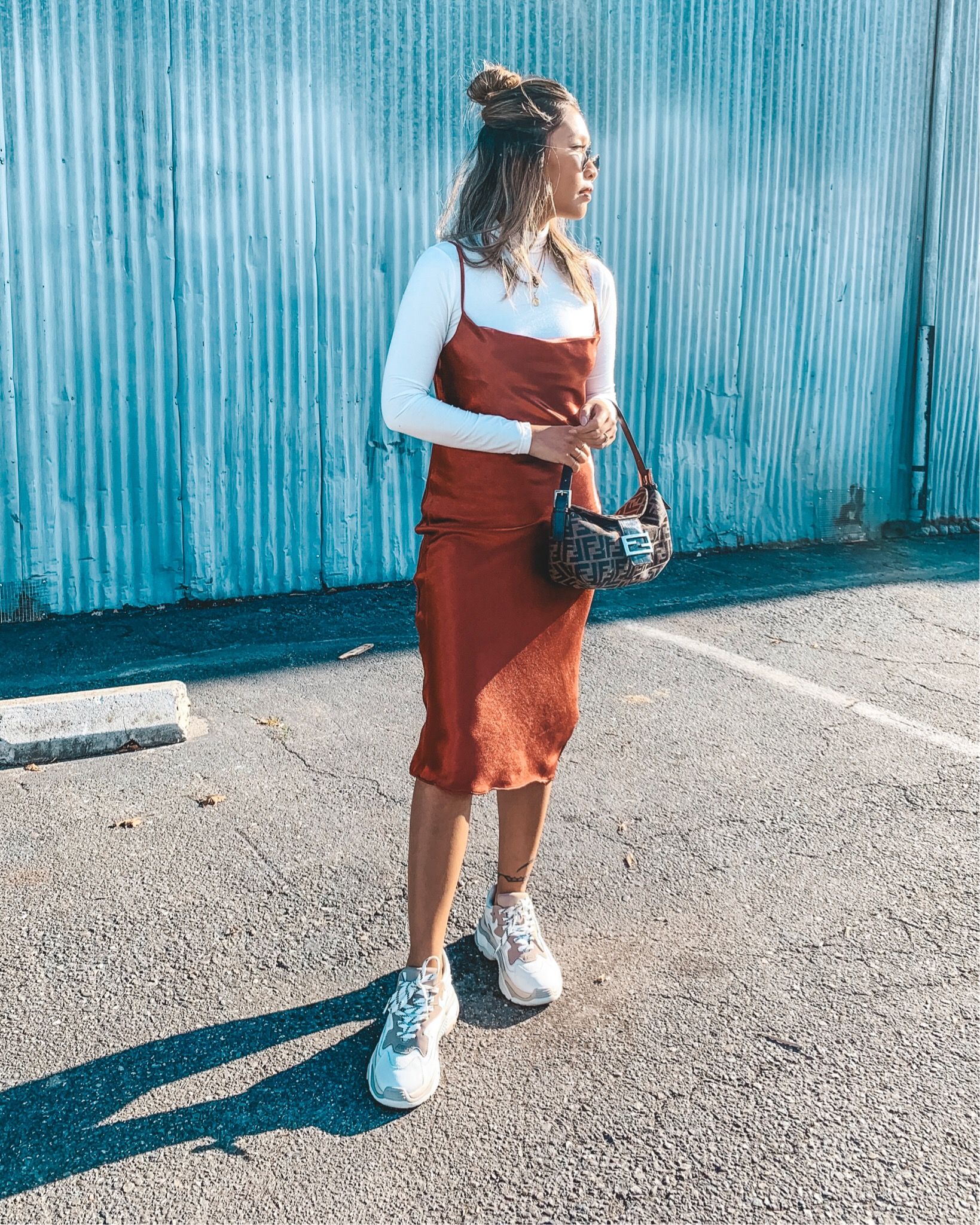 vestido satinado con polera 2